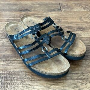 Naot Betty Strappy Leather Slide Sandals Comfort Shoes Rhinestone Womens Size 10